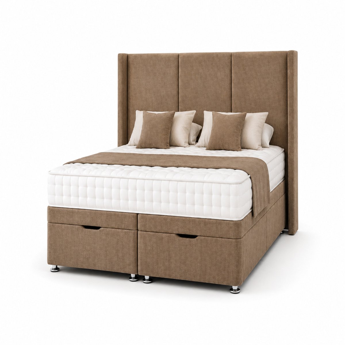Comfy Deluxe Zane  6ft Super King  Ottoman End Lift  Bed Set - Naples Beige