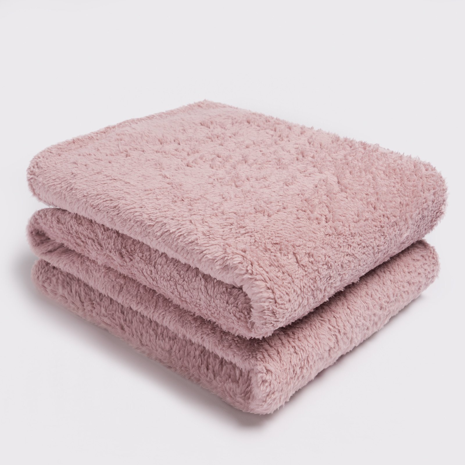 OHS Teddy Fleece Blanket Throw - 200 x 240cm - Blush Pink