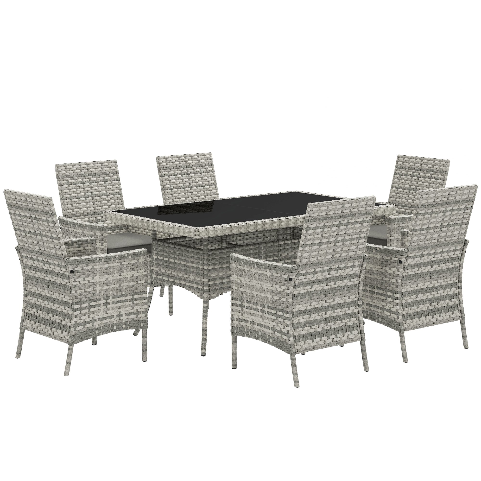 Outsunny PE Rattan Garden Dining Set - Grey