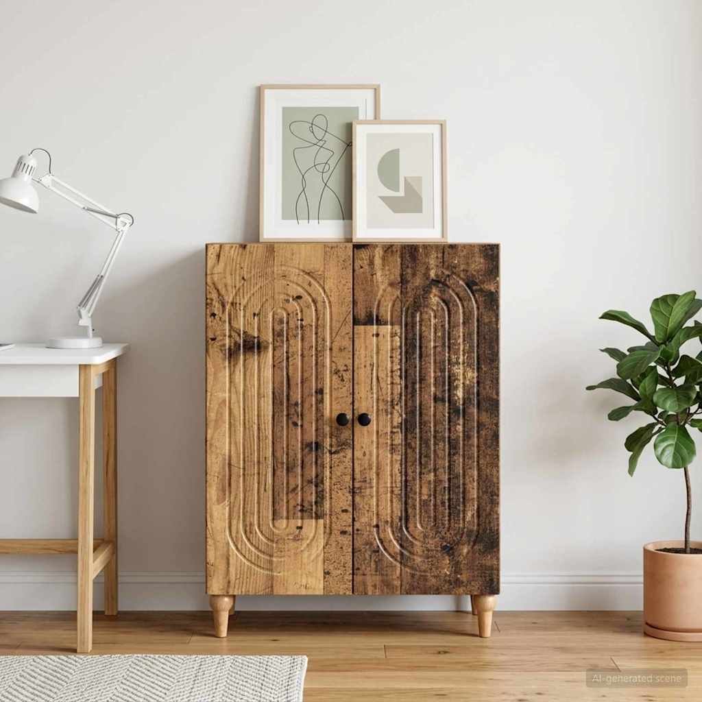 Walplus 2 Door Rectangular Sideboard 2 Shelf - Old Wood - 66 x 34.5 x 90 cm