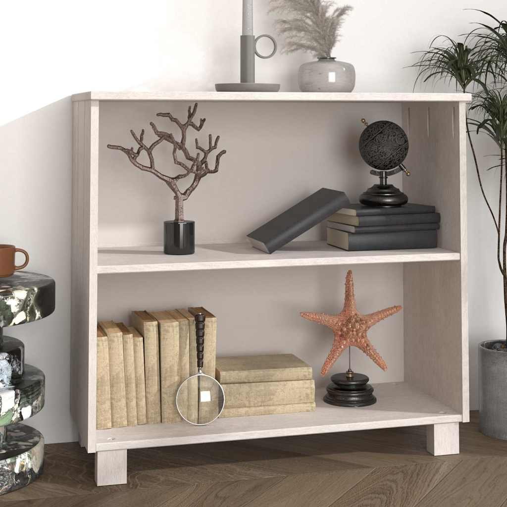 Walplus HAMAR 2 Shelves Pine Wood Sideboard - White - 85 x 35 x 80 cm