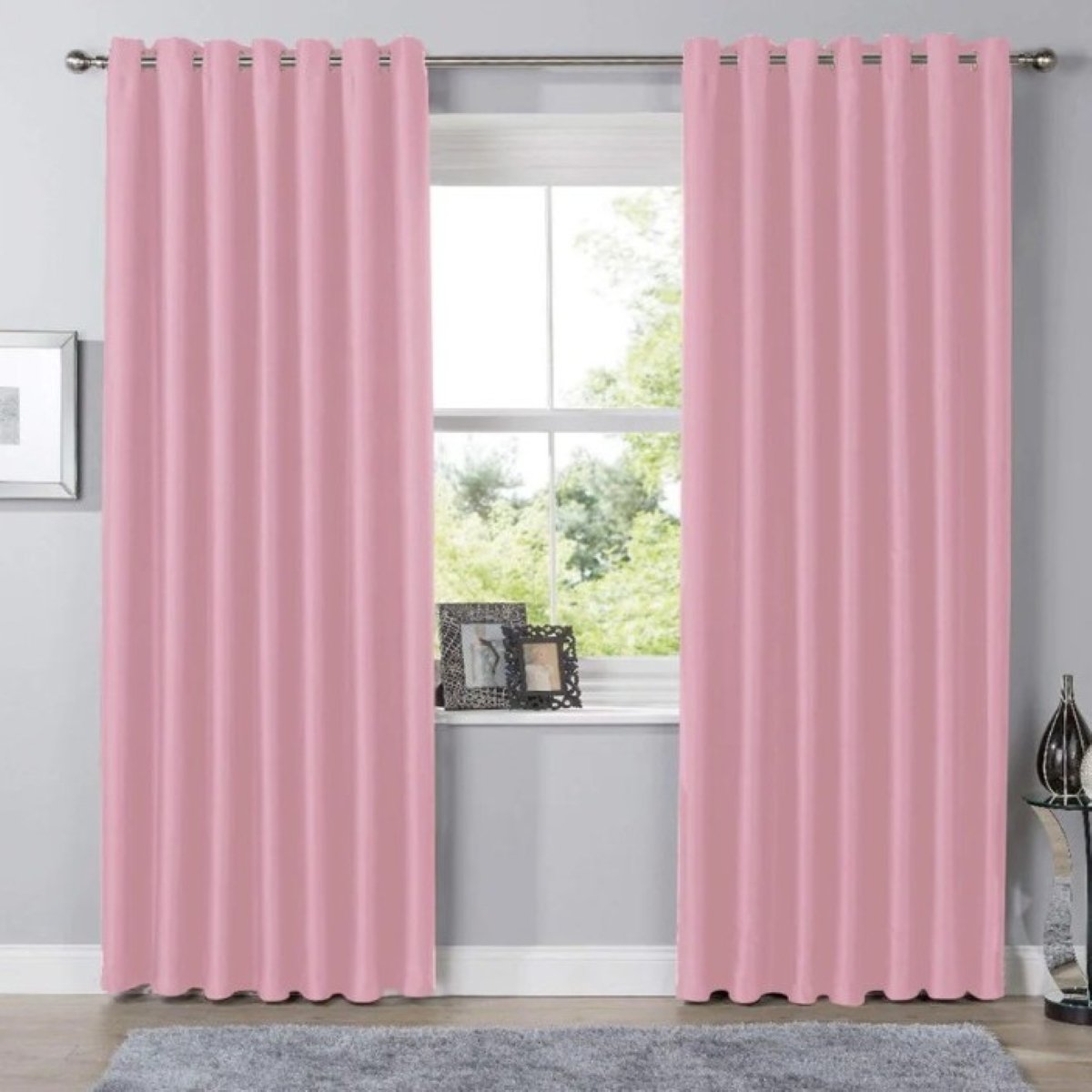 New Edge Blinds Dusky Pink Blackout Eyelet Curtains - 117cm x 137cm
