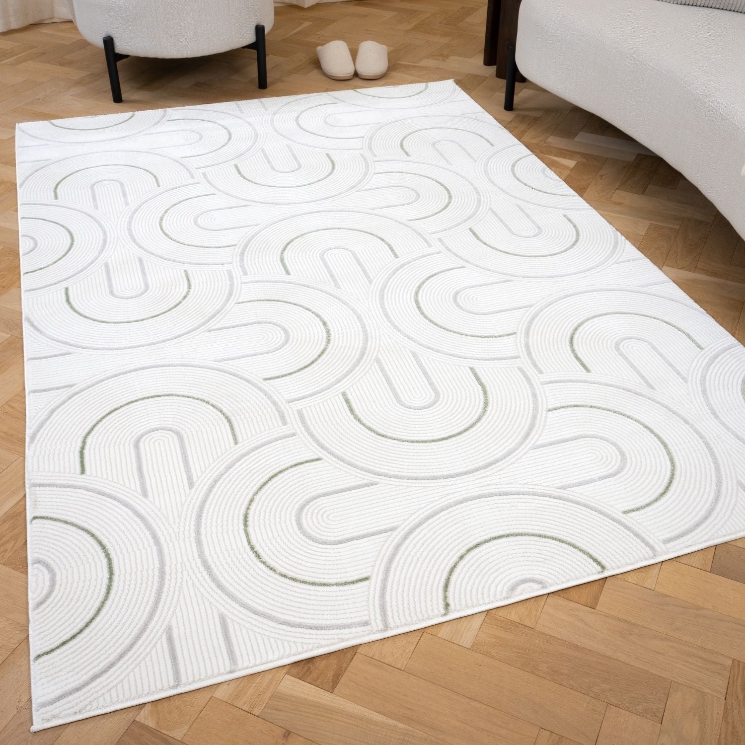 The Rugs Green Carmel Modern Arch Rug - 80 x 150cm