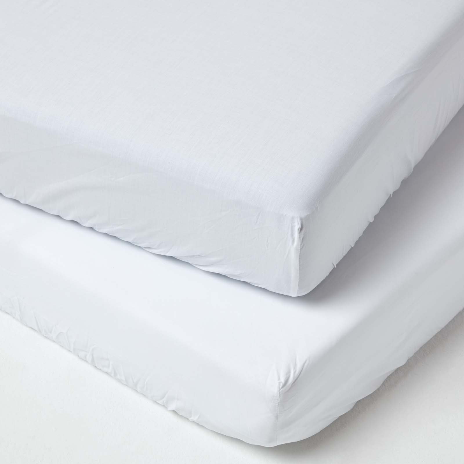 Homescapes Pack Of 2 Egyptian Cotton White Kids Fitted Sheets - Cot Bed