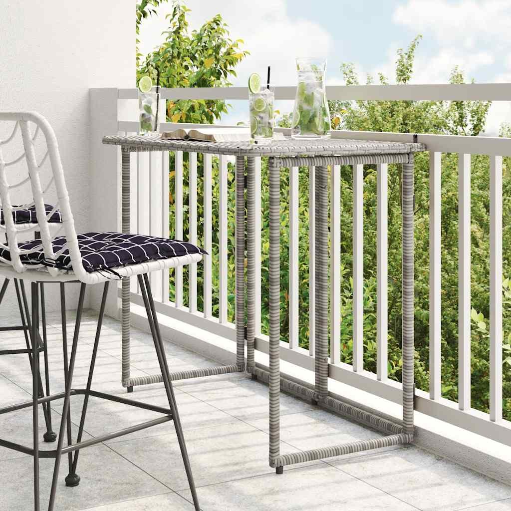 Walplus Poly Rattan Folding Garden Table - Grey - 90 x 51 x 75 cm