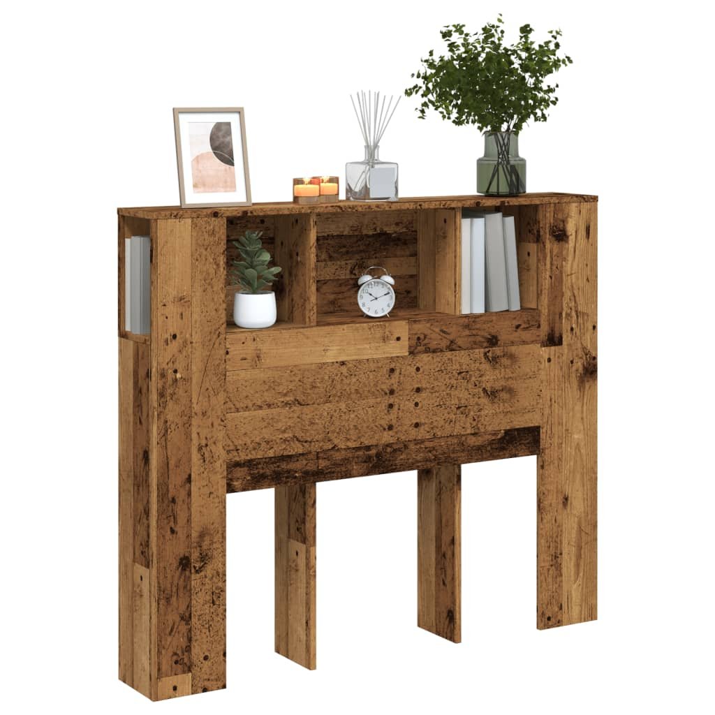 Walplus Engineered Wood Headboard Cabinet - Dark Wood - 120 x 19 x 104.5 cm