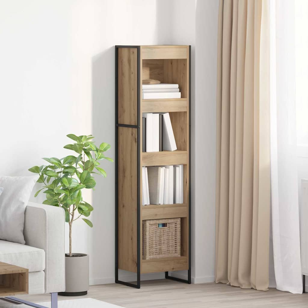 Walplus Engineered Wood Book Cabinet - Oak - 40 x 30 x 155 cm