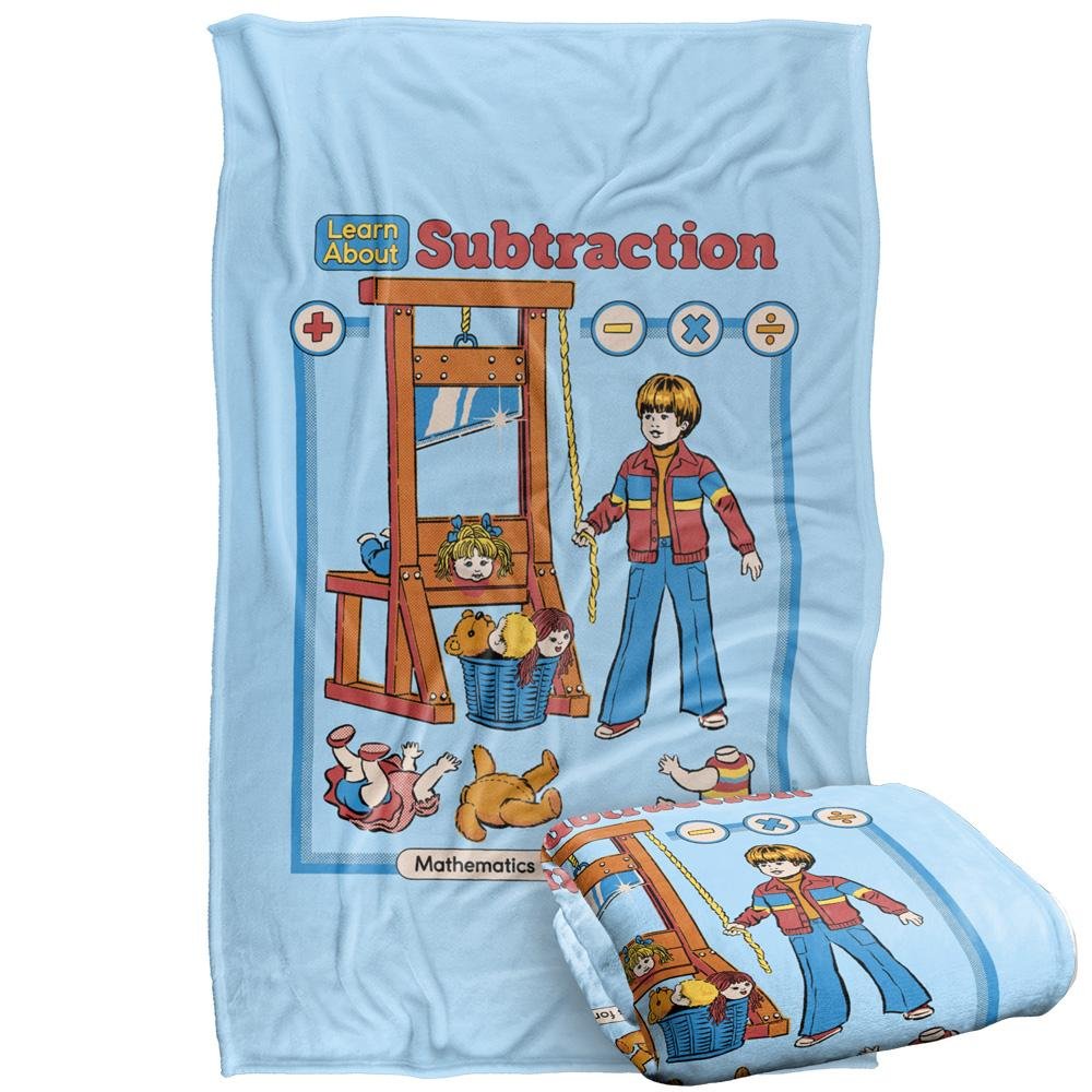 Steven Rhodes Learn About Subtraction Soft Touch Blue Blanket - 147cm x 91cm