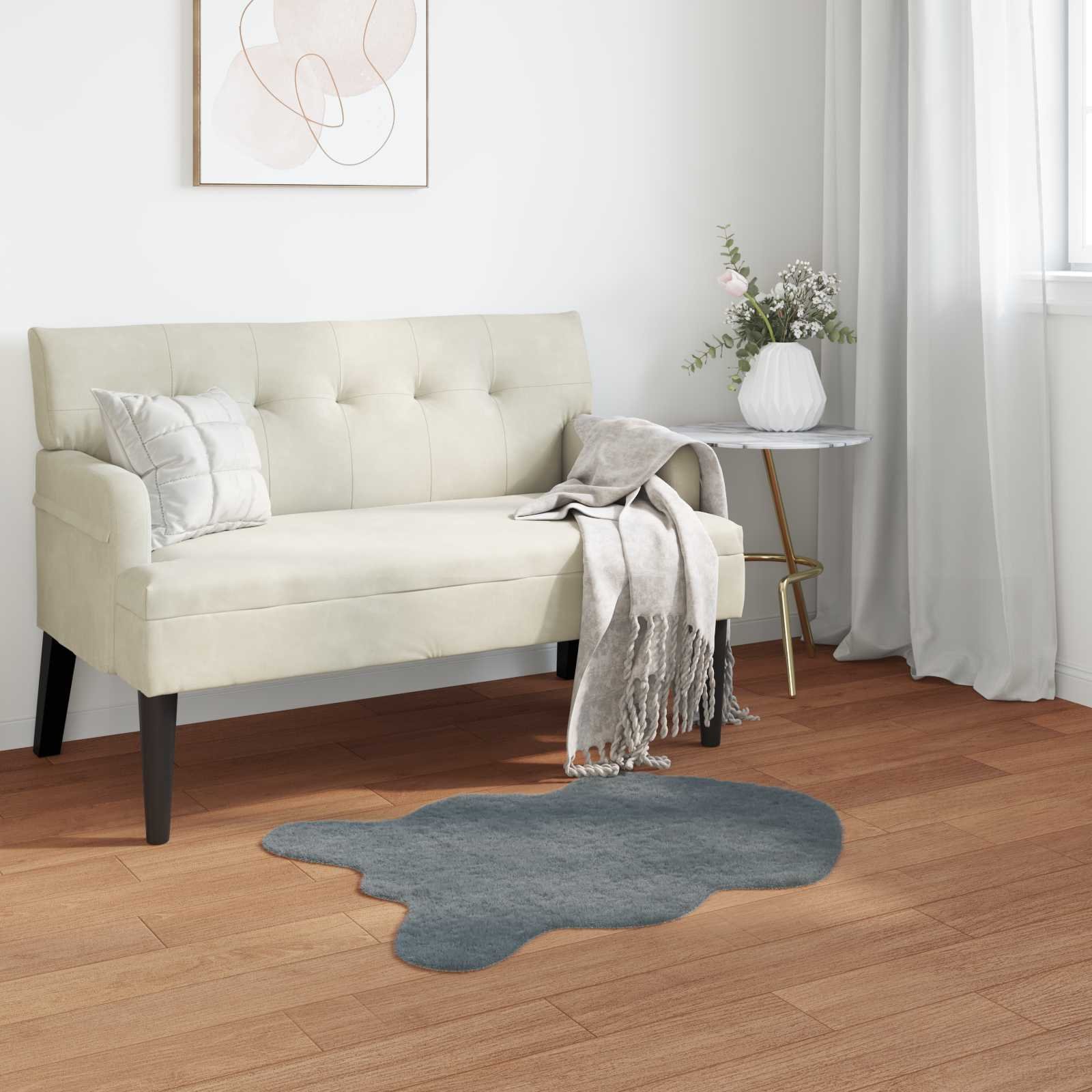 Walplus Olite Polyester Faux Fur Rug - Anthracite - 60 x 90 cm