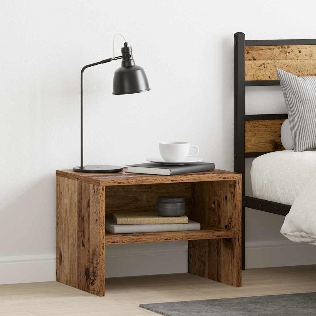 Walplus 1 Shelf Engineered Wood Bedside Cabinet - Dark Wood - 40 x 30 x 30 cm