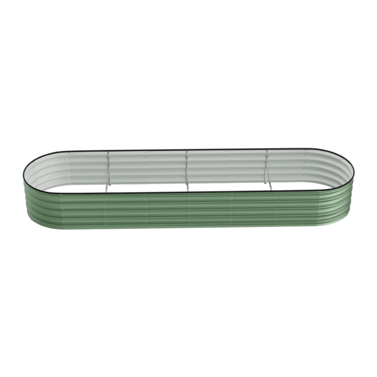 Living and Home 320cm Galvanised Steel Oval Raised Garden Bed - Light Green