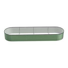 Living and Home 320cm Galvanised Steel Oval Raised Garden Bed - Light Green