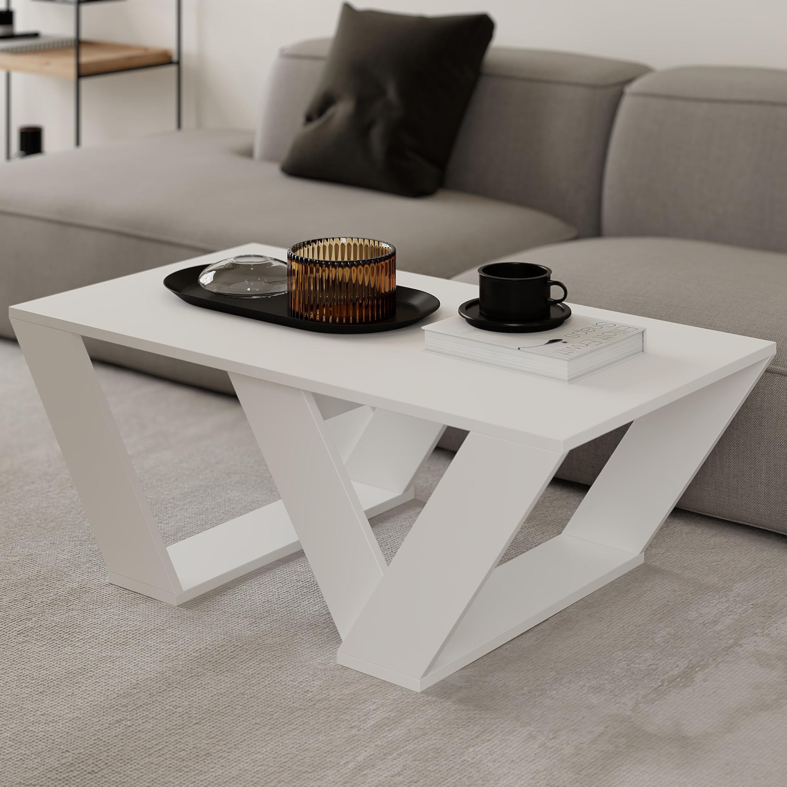 Decortie Pipra Melamine Finished Particleboard Coffee Table - White