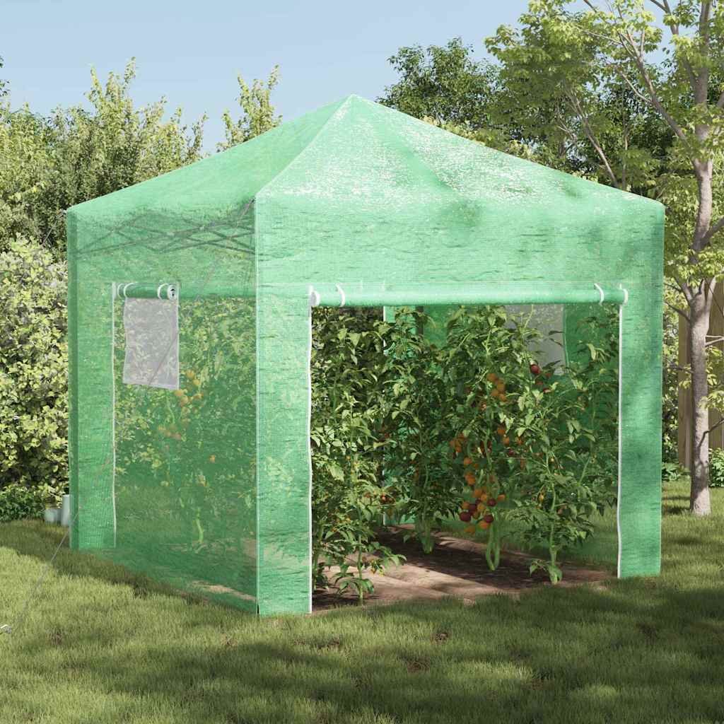 Walplus Iron Greenhouse with Pop-up Frame - Green - 290 x 290 x 315 cm
