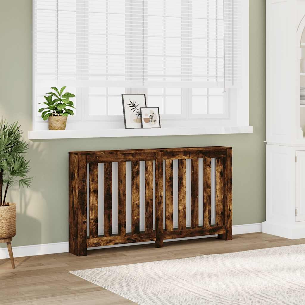Walplus Vertical Slats Radiator Cover - Smoked Oak - 149 x 20 x 82 cm