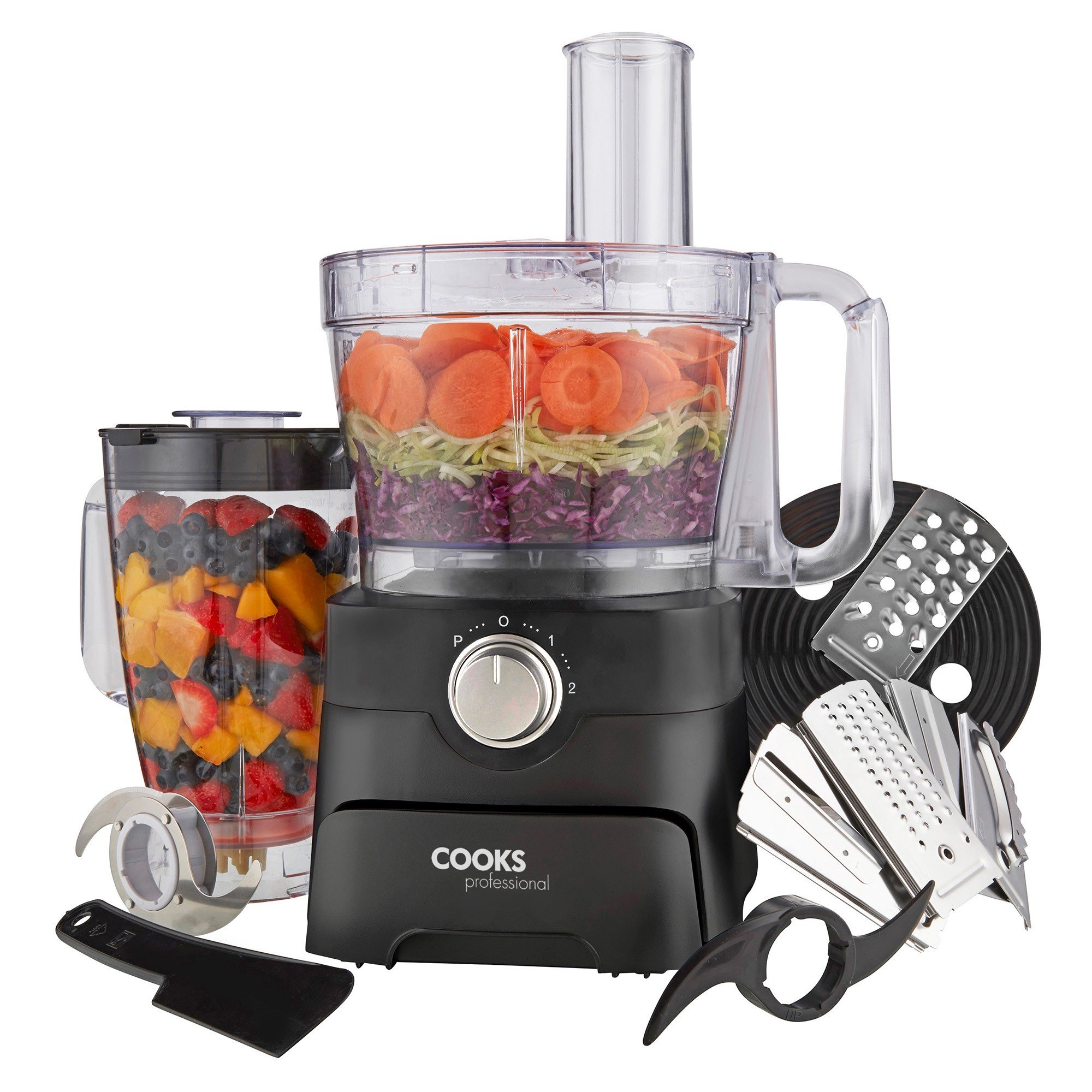 Cooks Professional Food Processor 1000W with 7 Blades - Black