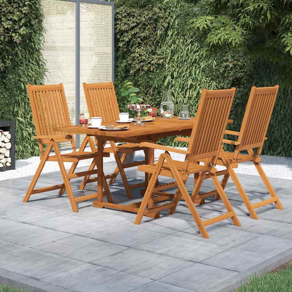 Walplus 5 Piece Acacia Wood Garden Dining Set - Brown - 120-170 x 80 x 75 cm