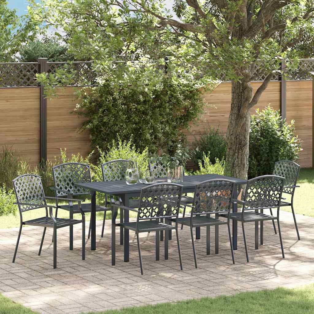 Walplus 9 Piece Garden Dining Set Open Shelf - Anthracite - 180 x 80 x 74 cm