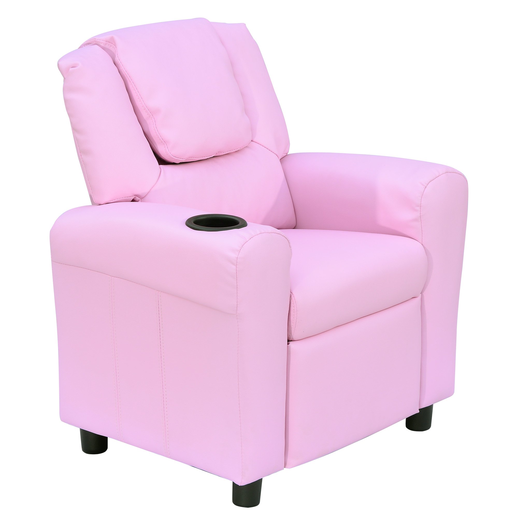 Homcom Kids PU Leather Adjustable Recliner Armchair With Footrest -Pink