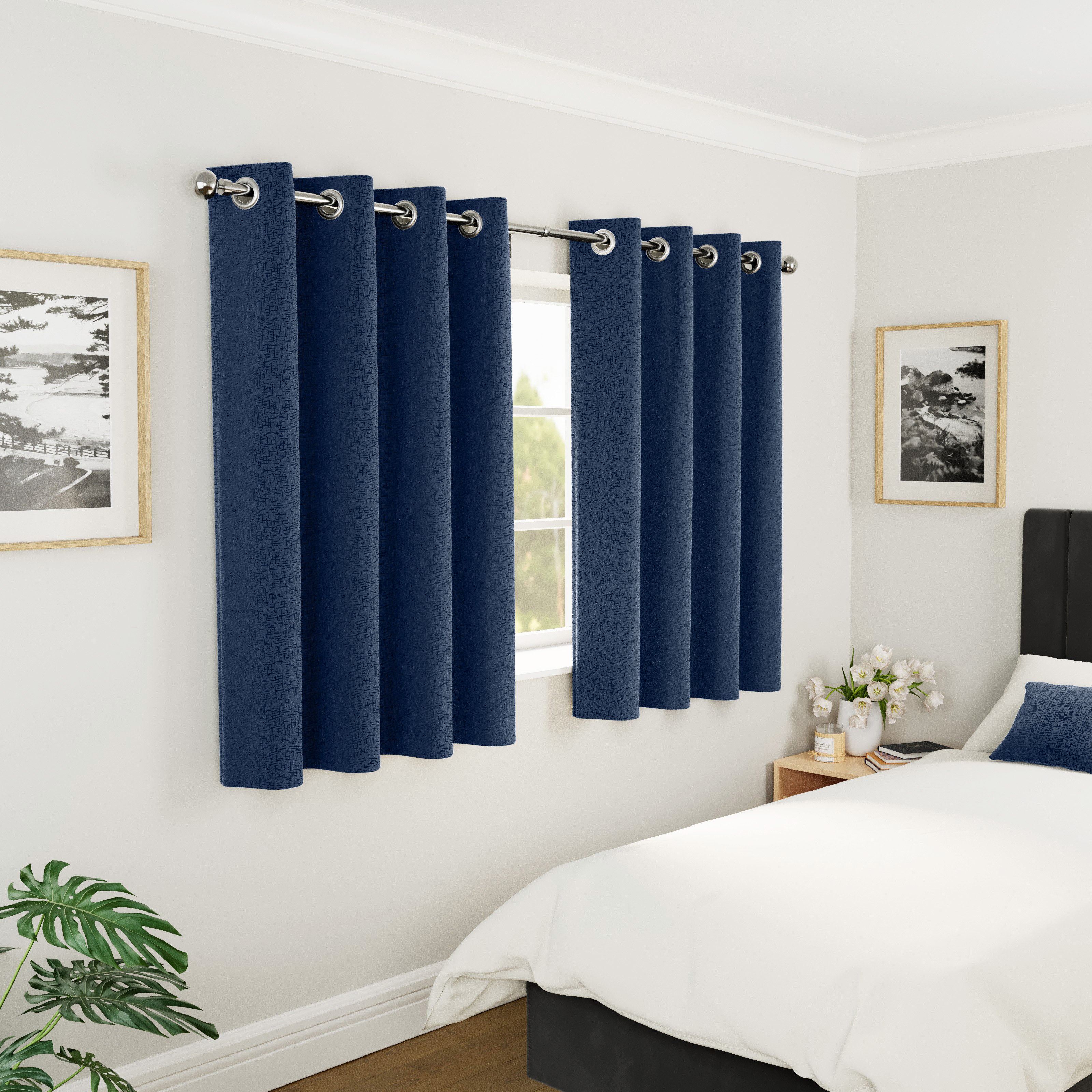 Enhanced Living Sydney Thermal Eyelet Curtains - 117 x 229cm - Navy