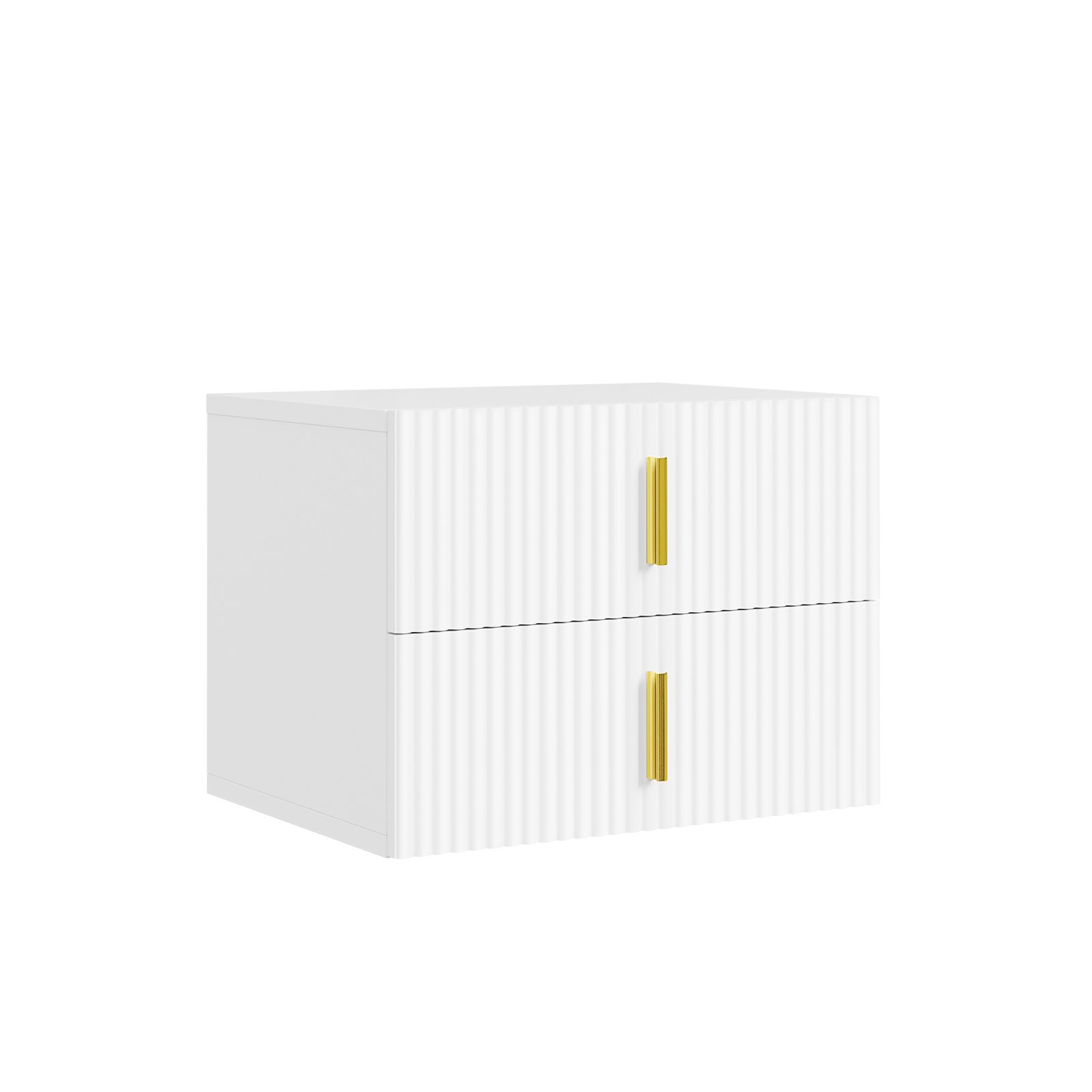 SoBuy 2 Drawer Ripple Front Wall Mounted Bedside Table - White