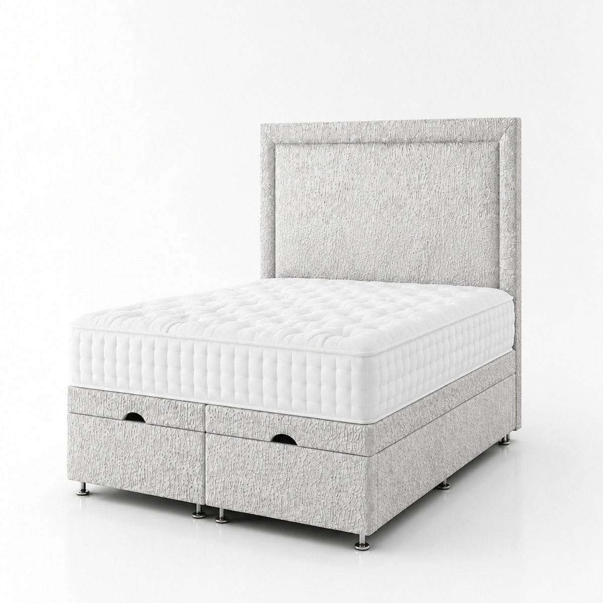 Comfy Deluxe Milan 4ft Small Double  Ottoman End Lift  Bed Set - Silver