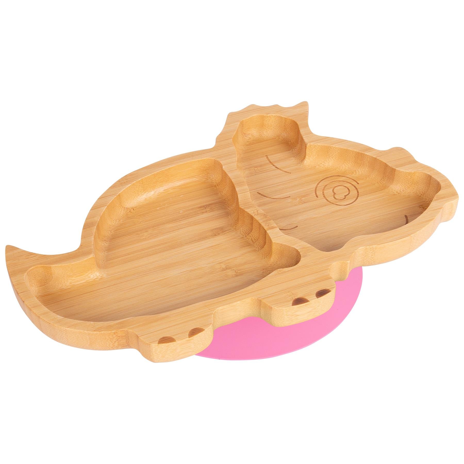 Tiny Dining Children's Bamboo Suction Dinosaur Plate - Pink