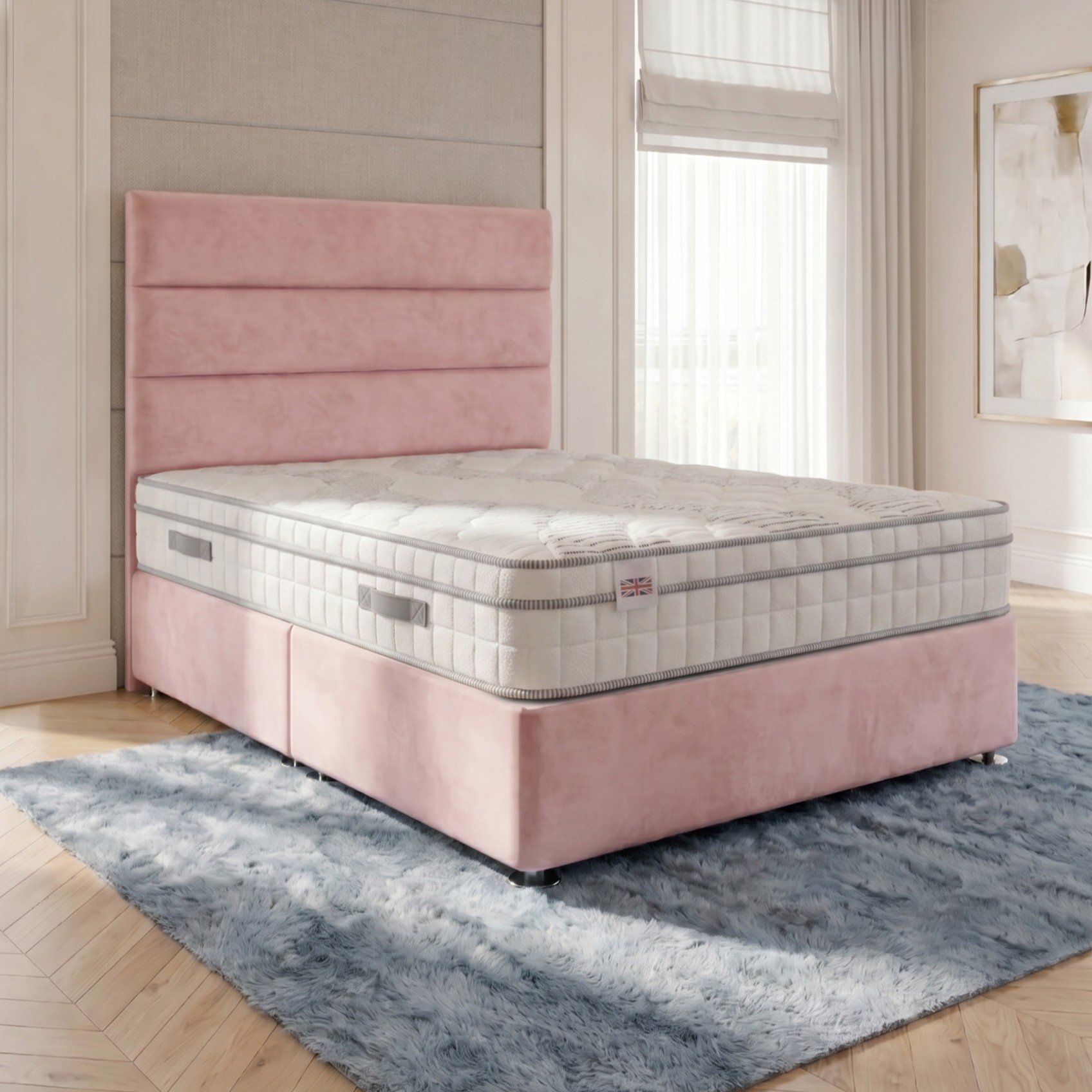 Somnior Regent Velvet King Pocket Mattress Divan Bed Set - Pink