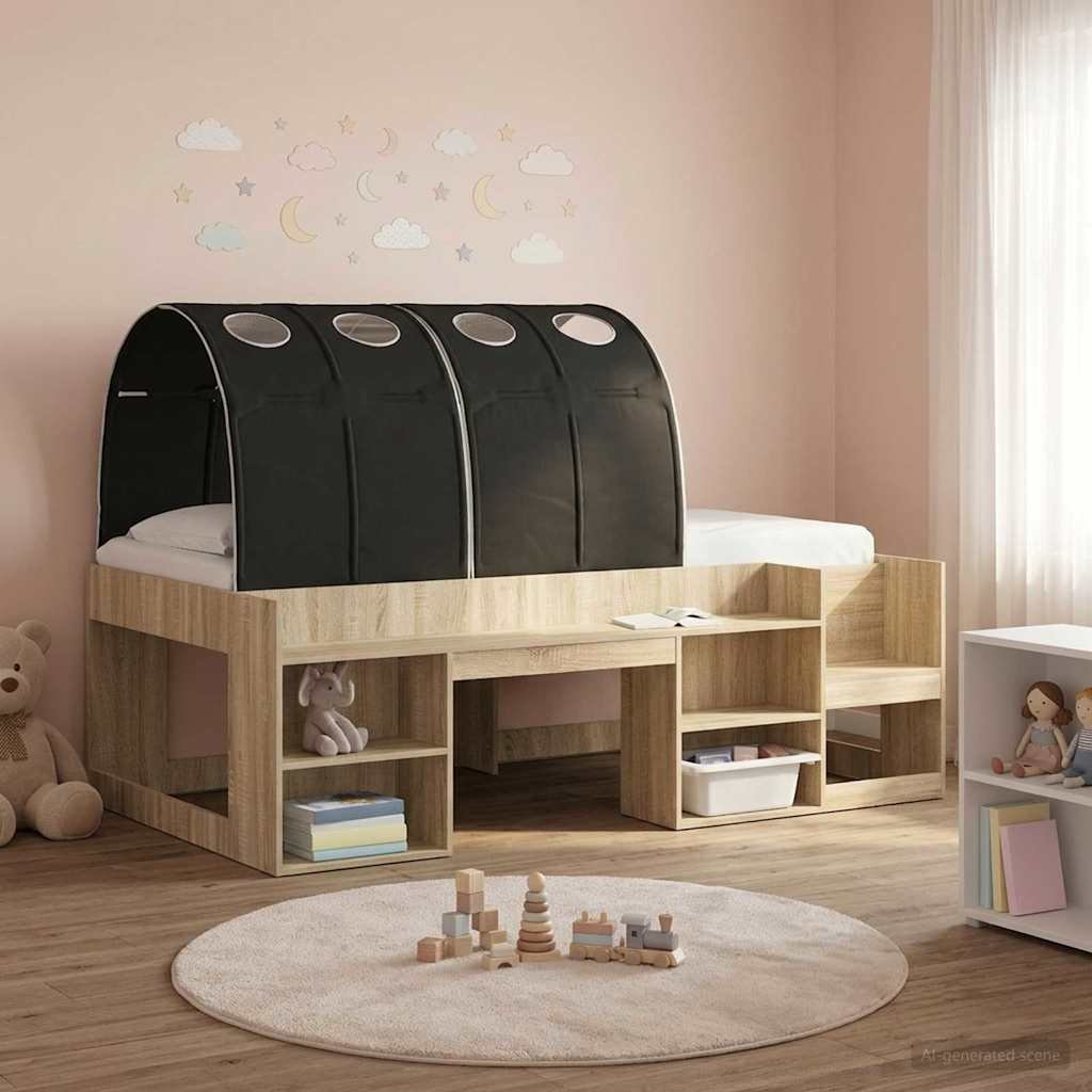 Walplus Pack of 2 Fabric Kids Bed Tunnel - Black - 211 x 67.5 x 2 cm