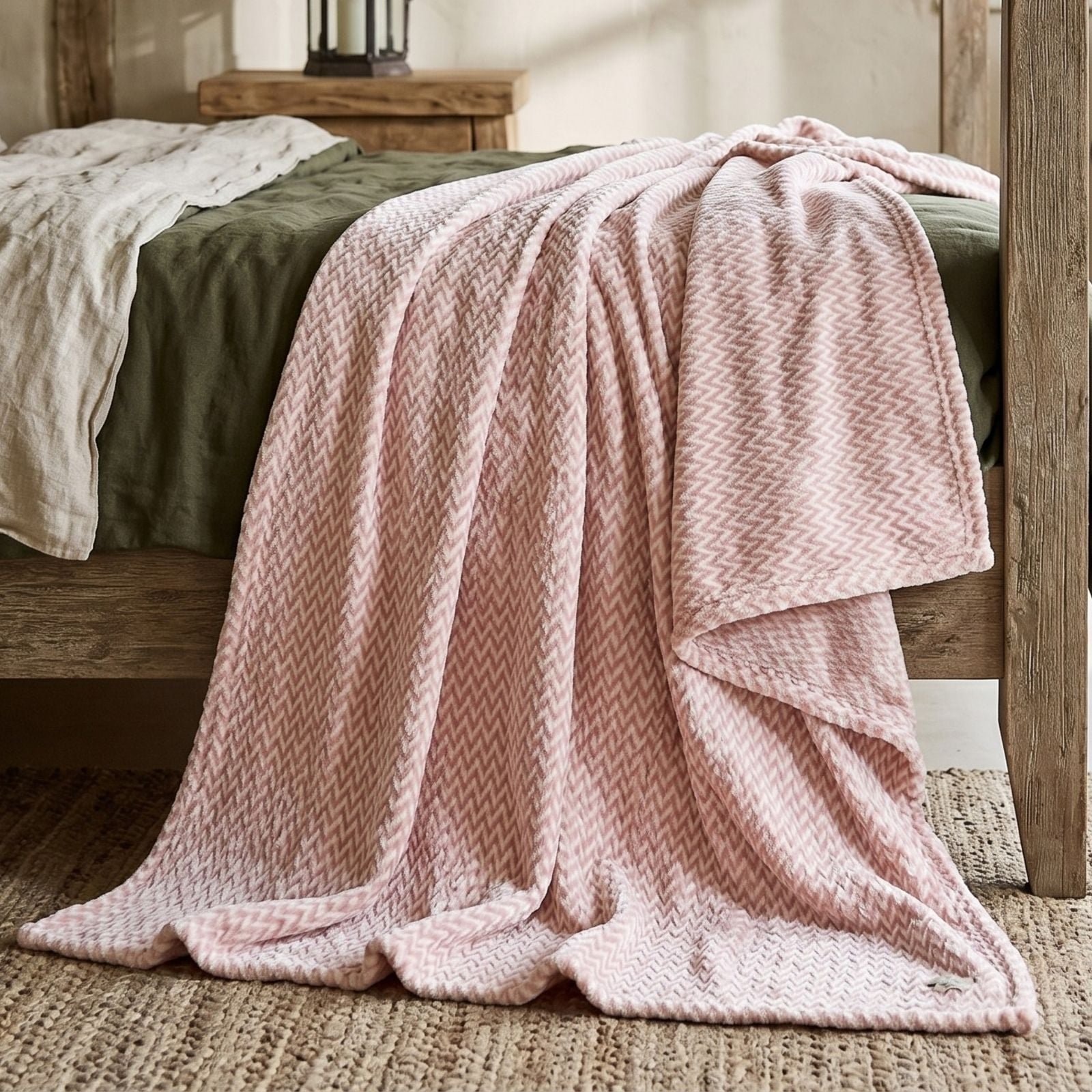 Homescapes Faux Fur Velvet Throw - 160 x 200 cm - Pale Pink