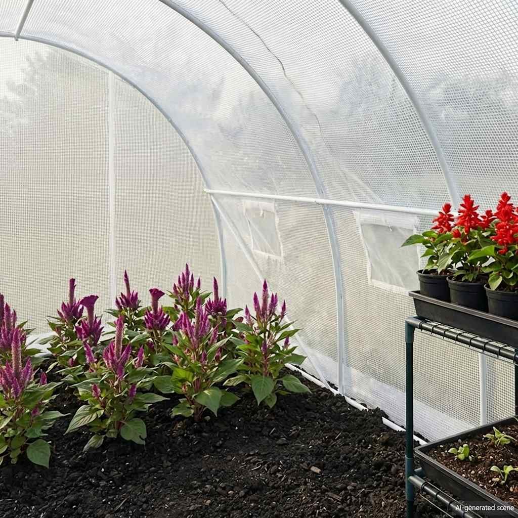 Walplus Galvanised Steel Greenhouse PE Mesh 13.5m² - White - 450 x 300 x 200 cm