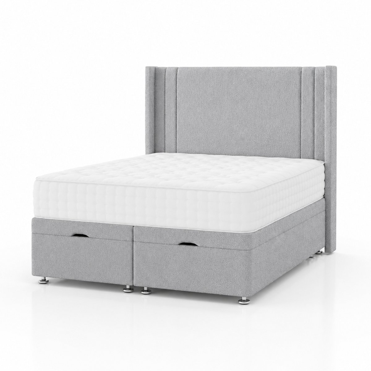 Comfy Deluxe Savannah 6ft Super King  Boucle End Lift Ottoman Bed Set - Silver