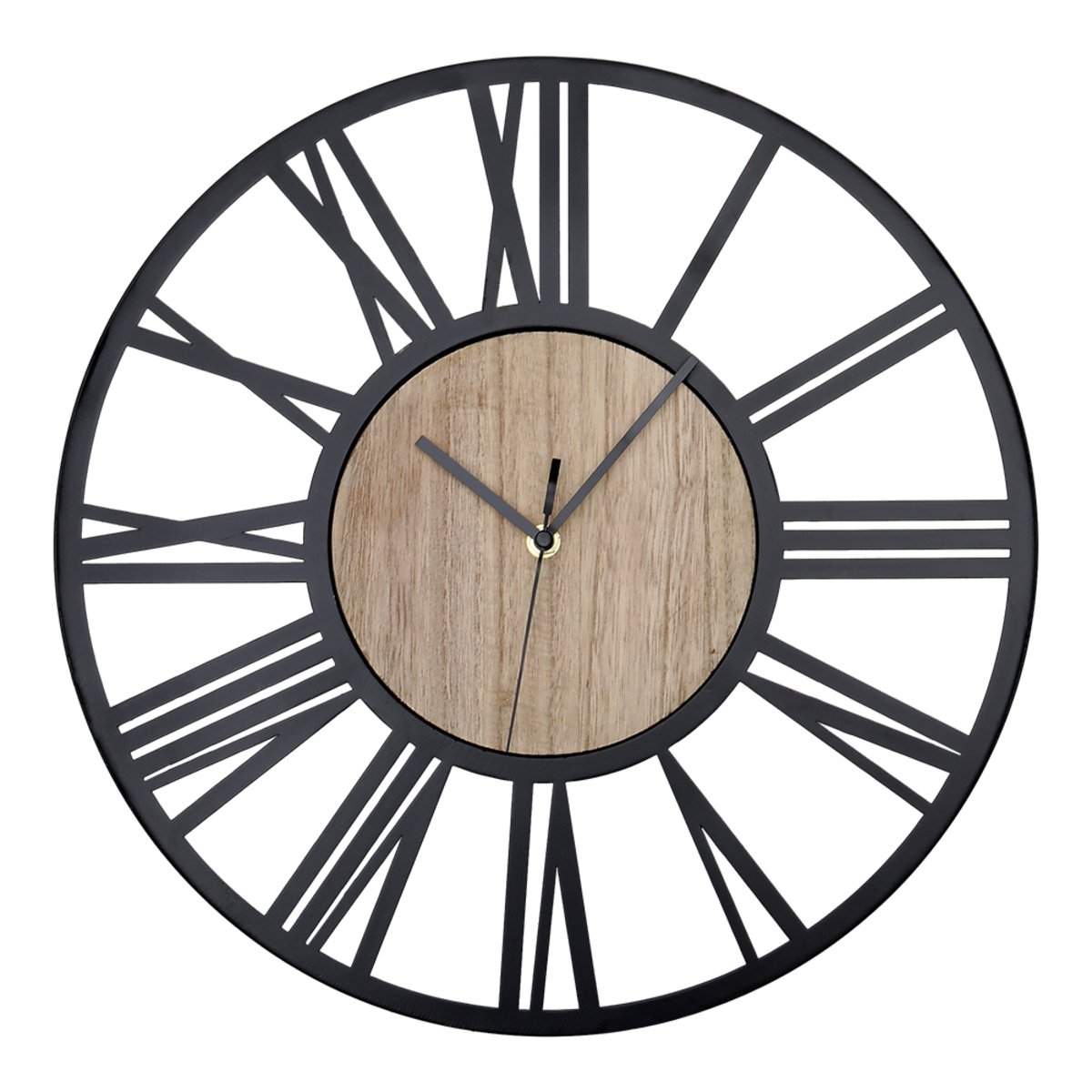 Living and Home 40cm Analogue Wall Clock - Black & Brown