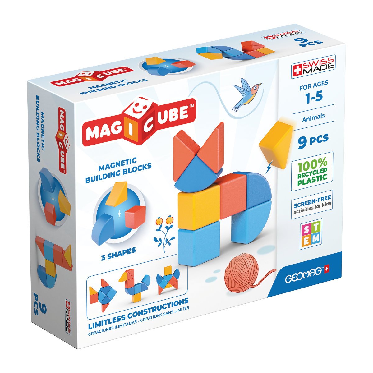 Geomag Magicube Animals 9 Piece Magnetic Building Block Set