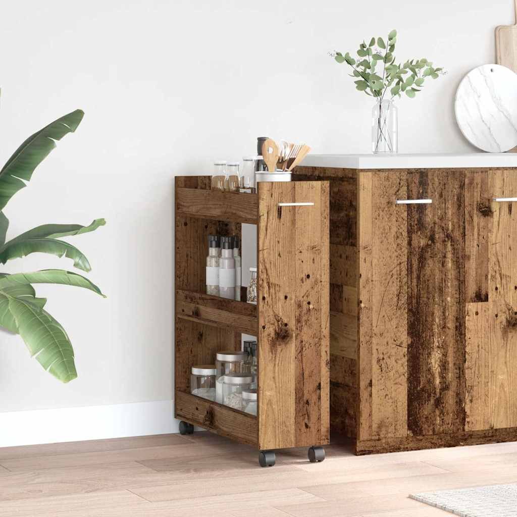 Walplus Wood 3 Shelves Cabinet - Dark Wood - 60 x 22 x 79 cm