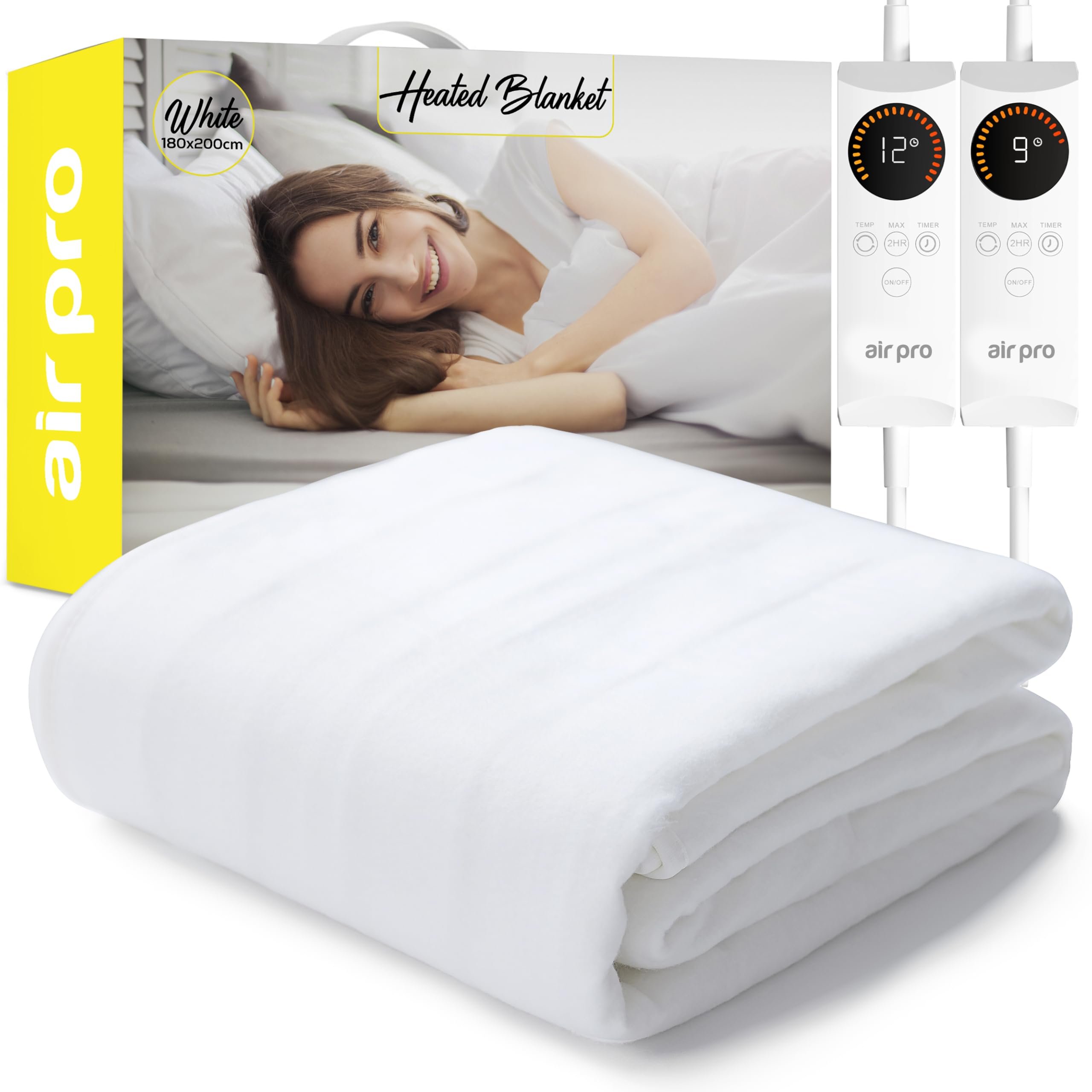 Air Pro Super King Fleece Electric Blanket & Heated Mattress Cover - White
