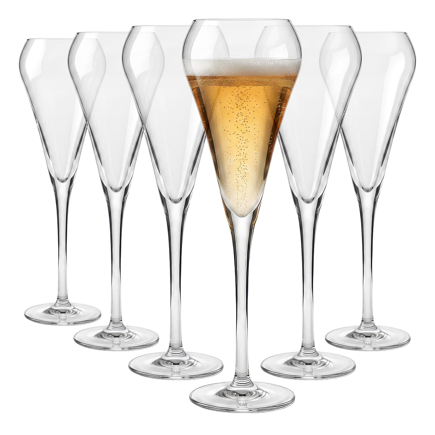 Argon Tableware Hoxton Crystal Champagne Flutes - 230ml - Pack of 6