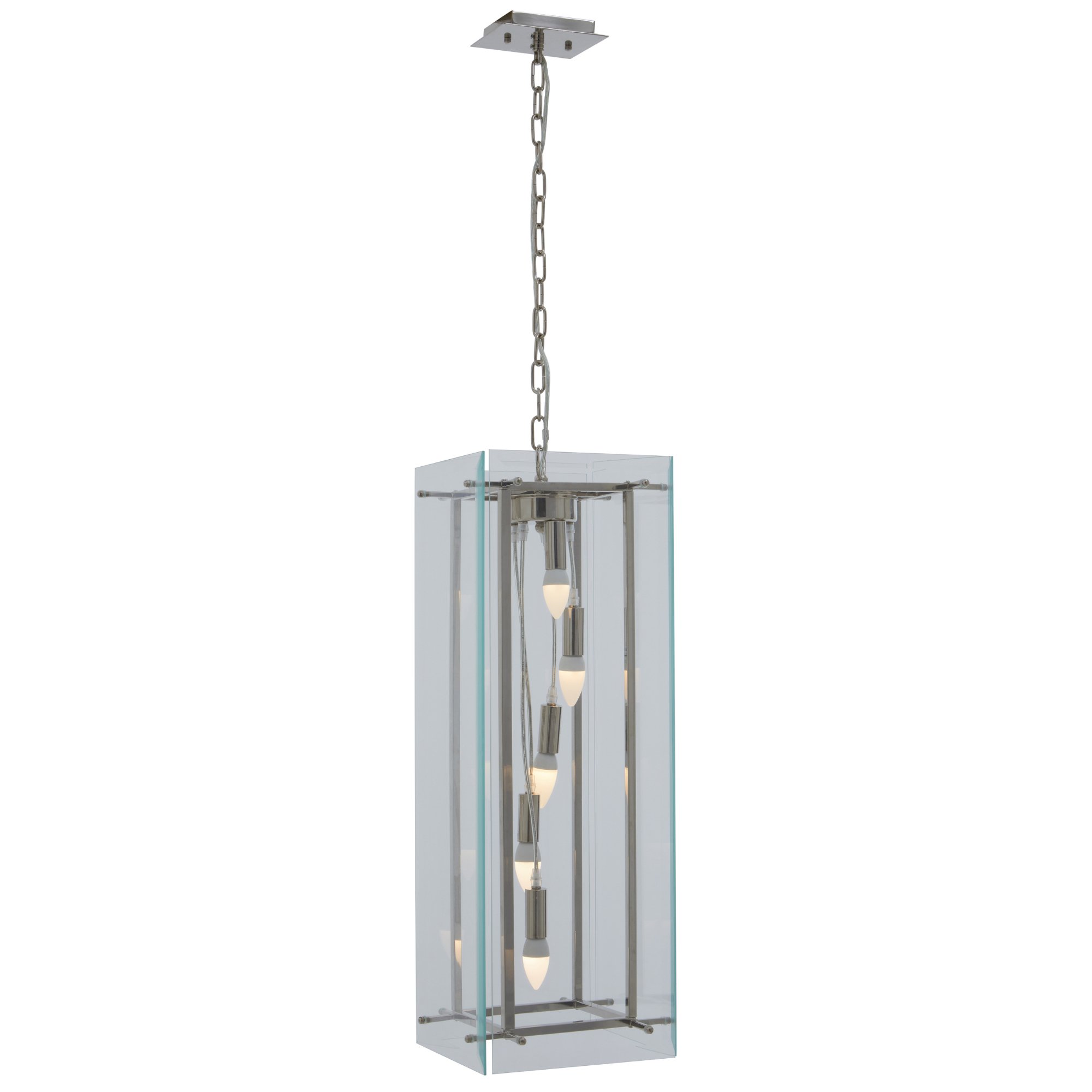 Orsina Claridge 5 Bulb Glass Pendant Light – Nickel and Clear
