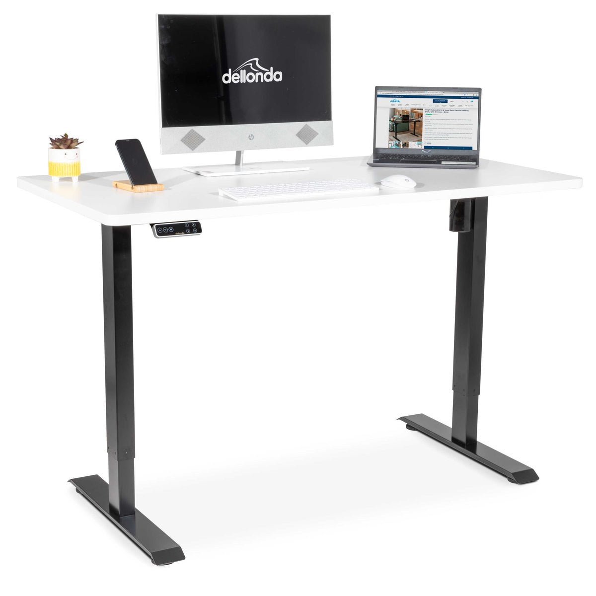 Dellonda Electric Height Adjustable Standing Desk - White
