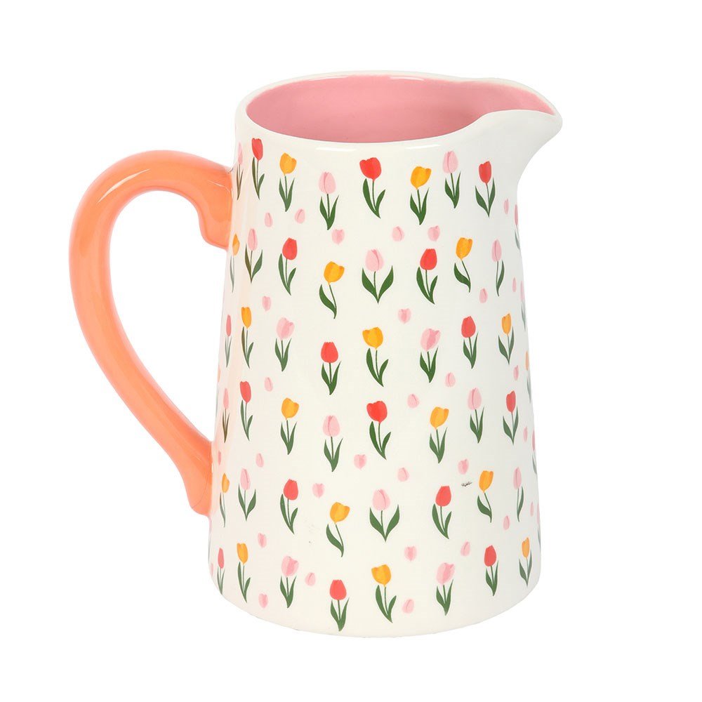 Something Different Tulip Flower Jug - White & Pink