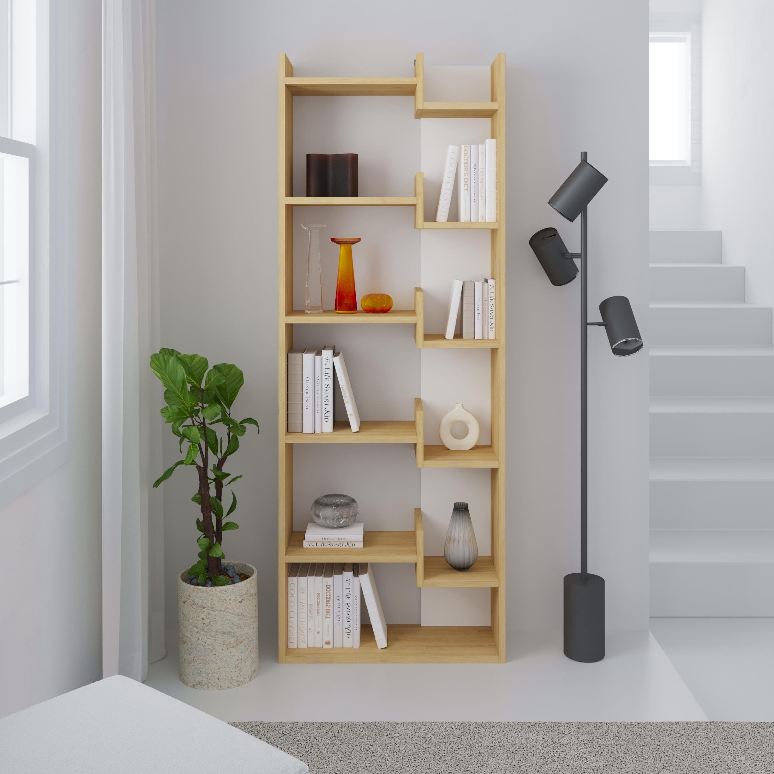 Decortie Oppa Particleboard Bookcase - Oak & White