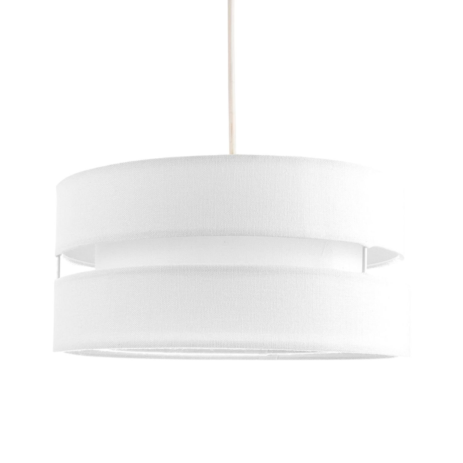 Happy Homewares White Linen Fabric Triple Tier Pendant Shade - 26cm