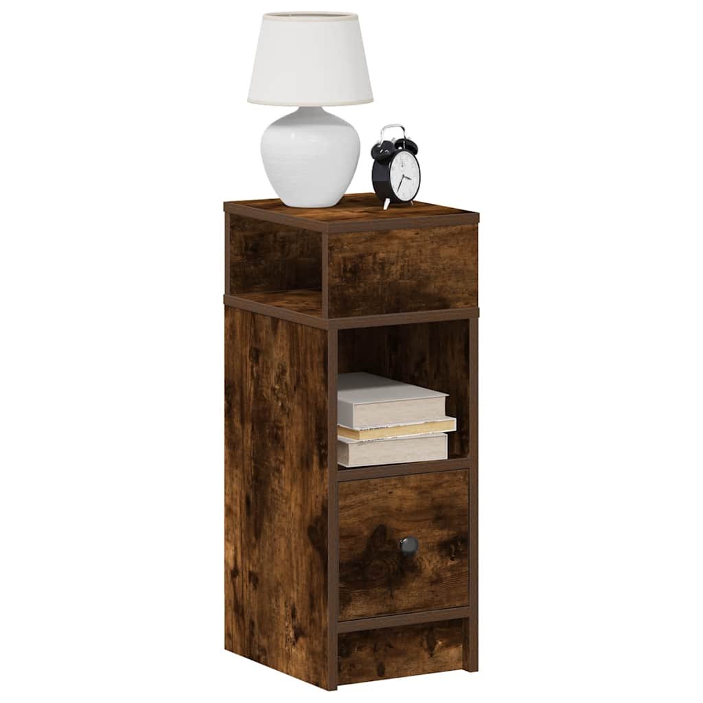 Walplus 1 Drawer Engineered Wood Bedside Cabinet - Dark Oak - 25 x 31 x 66 cm