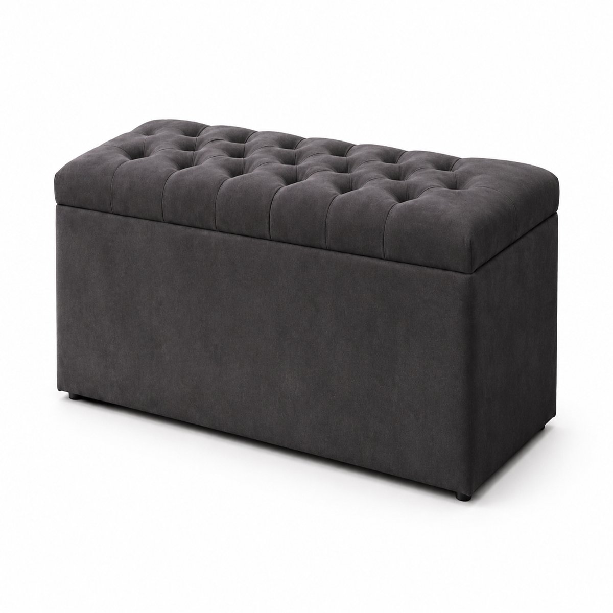 Comfy Deluxe Chesterfield Plush Velvet Storage Ottoman – Grey
