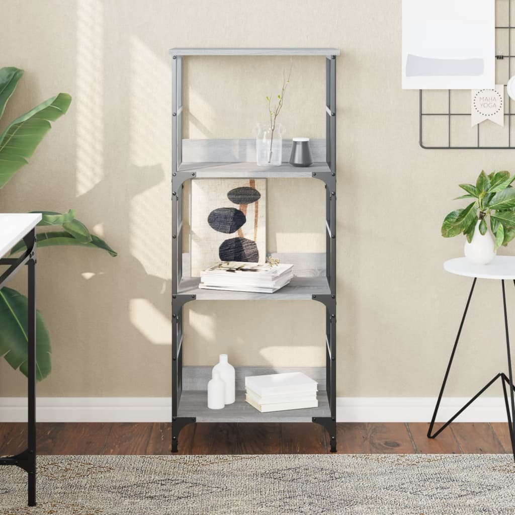 Walplus Engineered Wood Bookshelf - Grey and Oak - 50 x 33 x 117.5 cm