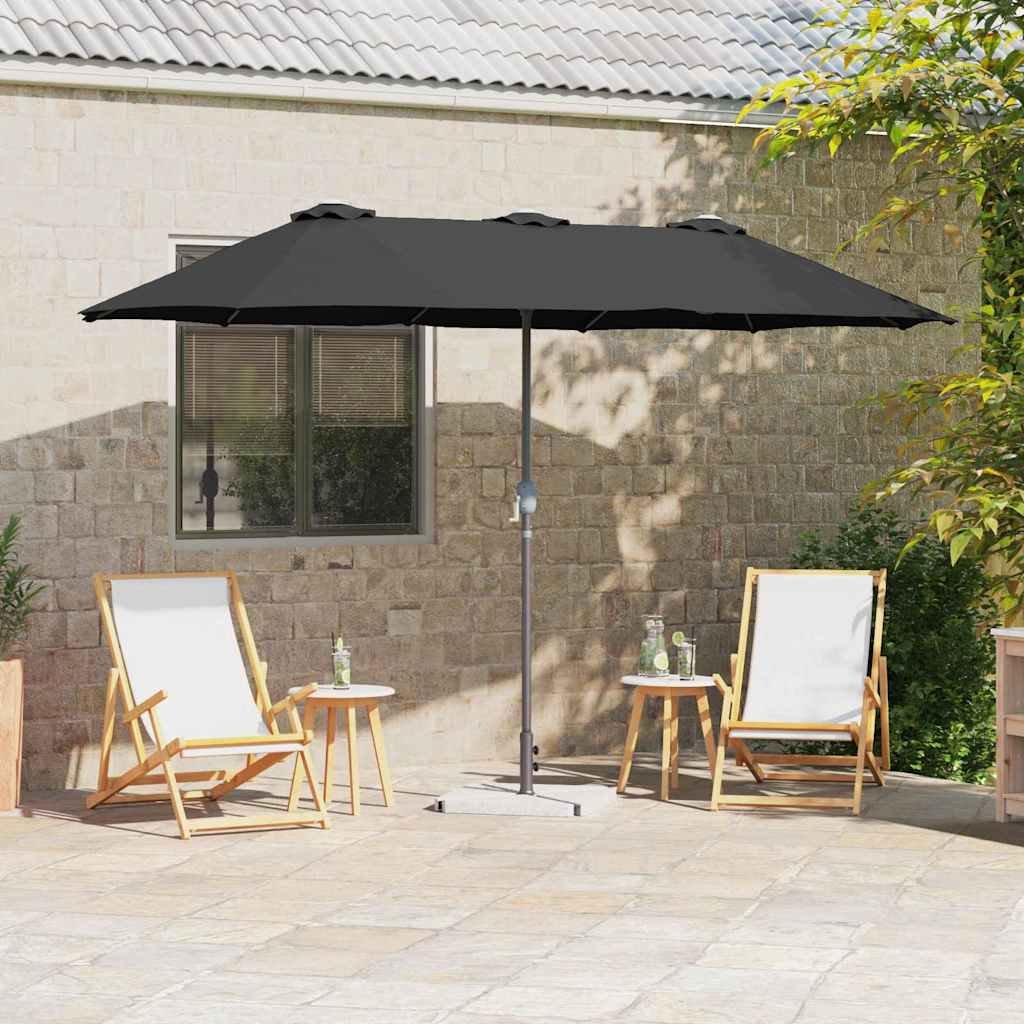 Walplus Polyester Garden Parasol - Black - 370 x 197 x 239 cm