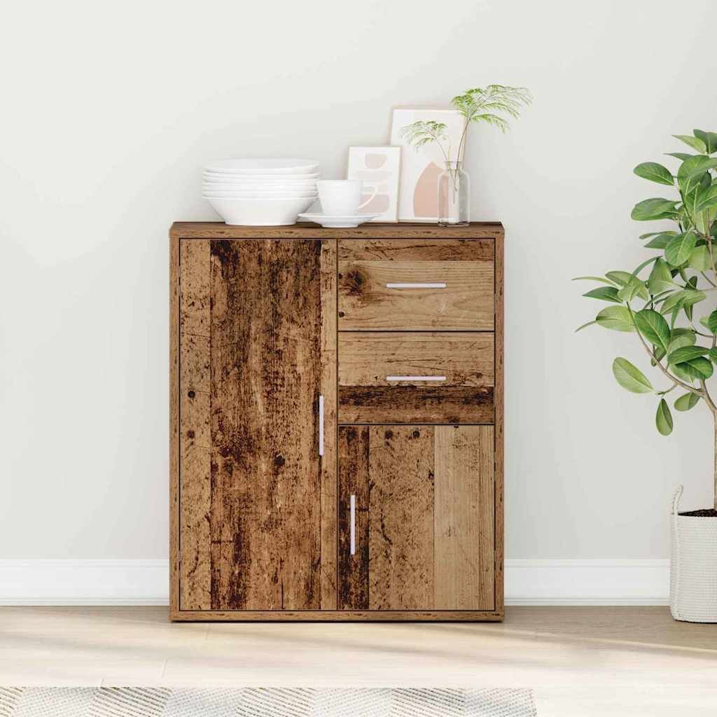 Walplus 2 Drawer Rectangular Sideboard - Old Wood - 60 x 31 x 70 cm