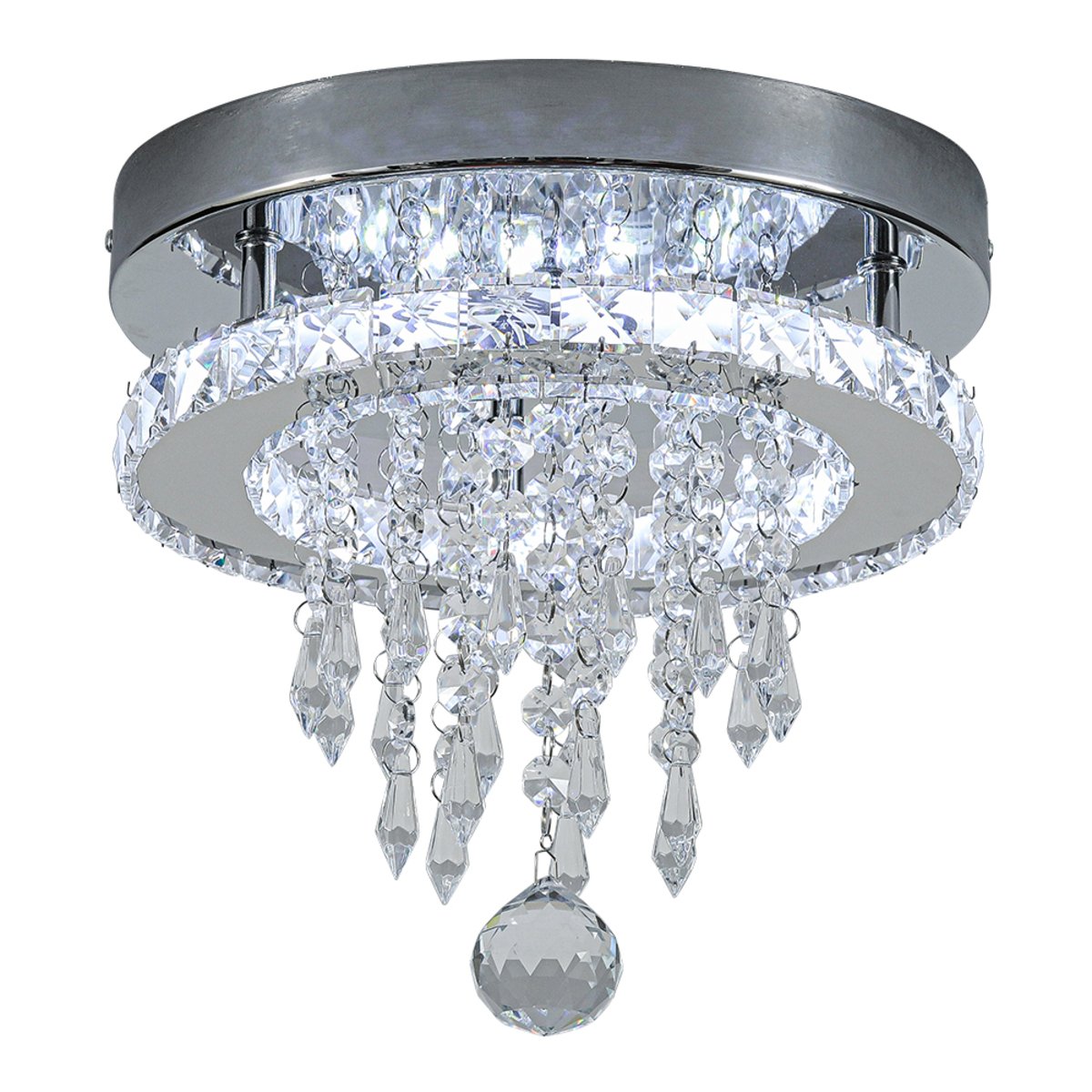 Living and Home Crystal Droplet Ceiling Light - Chrome