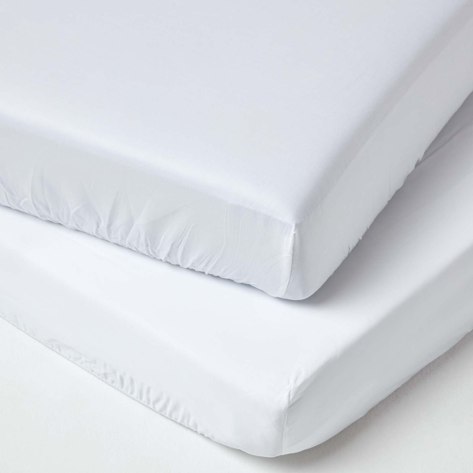 Homescapes 2 Organic Egyptian Cotton White Kids Fitted Sheets - Cot Bed