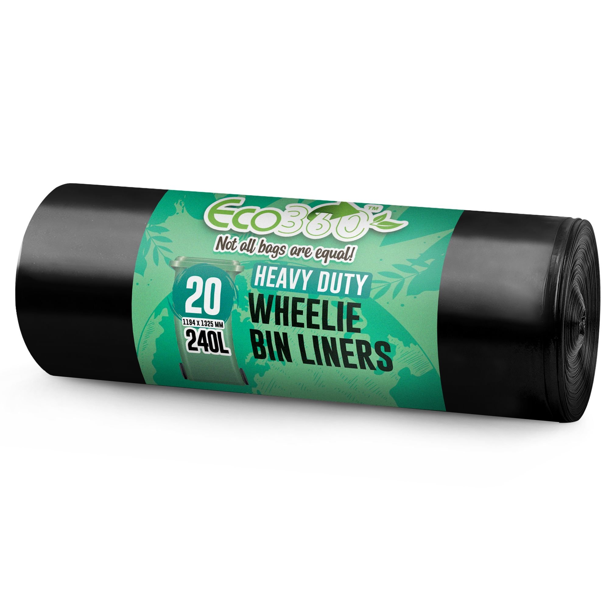 EcoBag Black 240L 18 Micron Heavy Duty Wheelie Bin Liners - Pack of 20